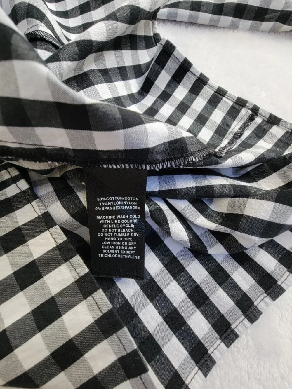 Lafayette 148 Women's Leigh Gingham 3/4 Sleeve Button Up Shirt Black/White 8 - Picture 4 of 8